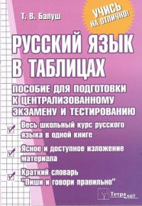 Русский язык в таблицах: пособие для подготовки к централизованному тестированию и экзамену - 4-е издание, стереотипное